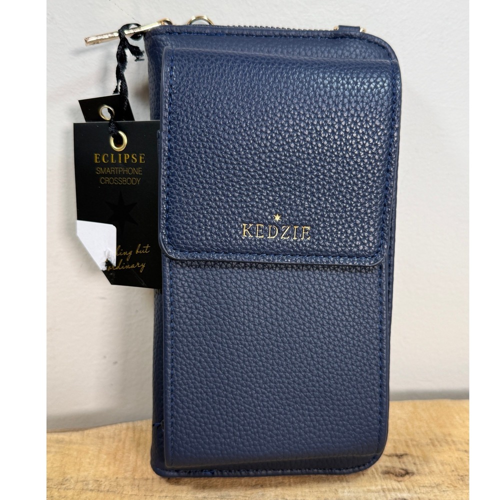 Kedzie Eclipse Smartphone Crossbody Bag Navy Blue Vegan Leather Wallet NEW